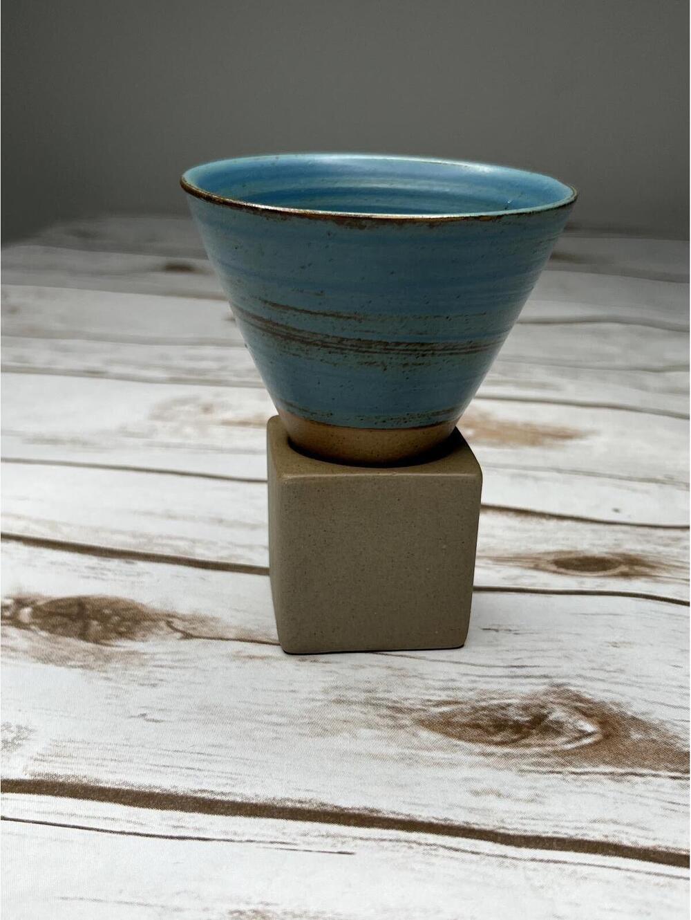 Handcrafted Japanese Style Coarse Pottery Cone Tea Cup with Base